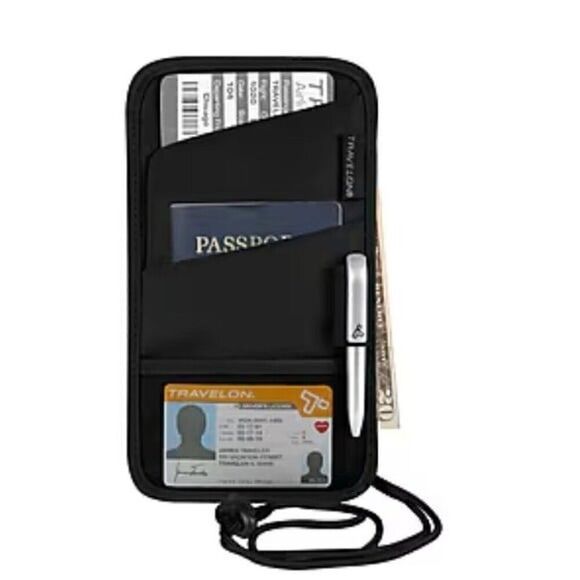 Travelon Passport ID & Boarding Pass Holder bag, wallet purse back - Picture 5 of 12